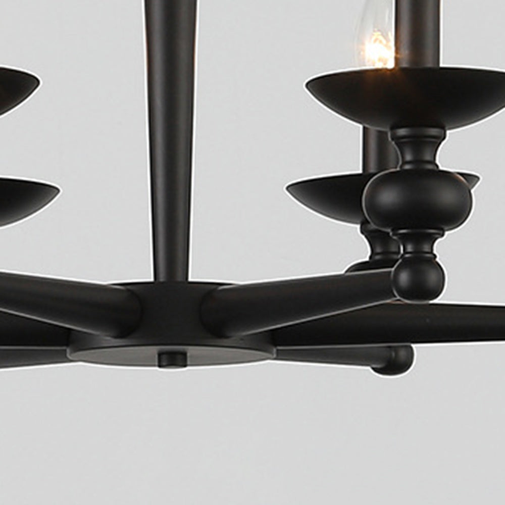 Alessio black retro candle chandelier lighting detail