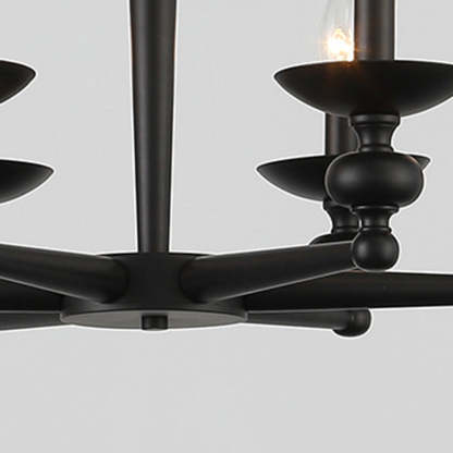 Alessio black retro candle chandelier lighting detail