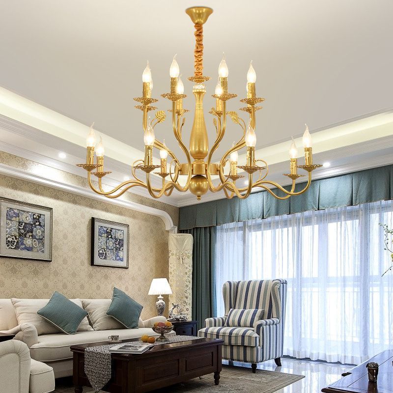 Gold Marilyn Chandelier in a living room setting.