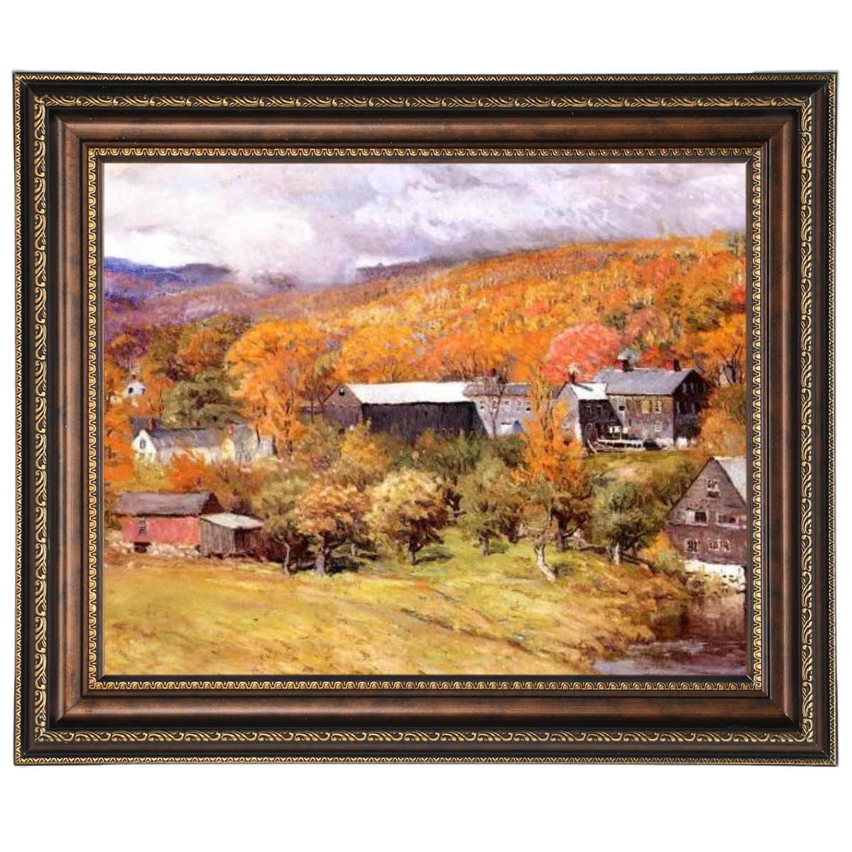 Ogunquit, Maine framed oil painting of autumn landscape