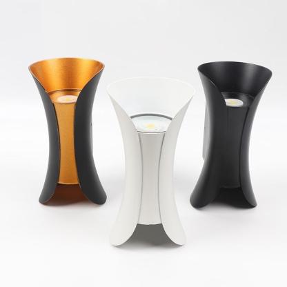 Orr LED outdoor wall lights: black, white, black-gold finishes.