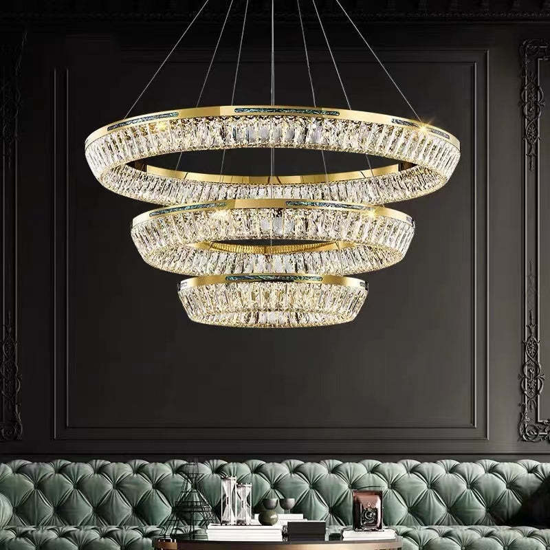 Gold crystal ring chandelier, luxury lighting