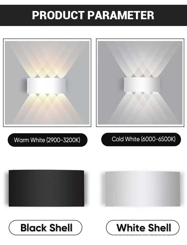 Orr Modern Wall Lamp: Warm & Cold White, Black & White Shells
