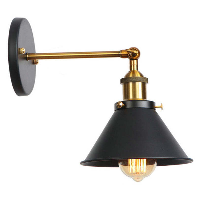 Black Brady Industrial Vintage Cone Wall Lamp