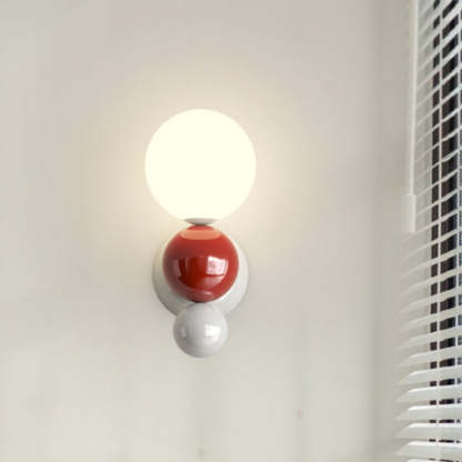 Valentina wall lamp with red and white spheres, bedroom lighting