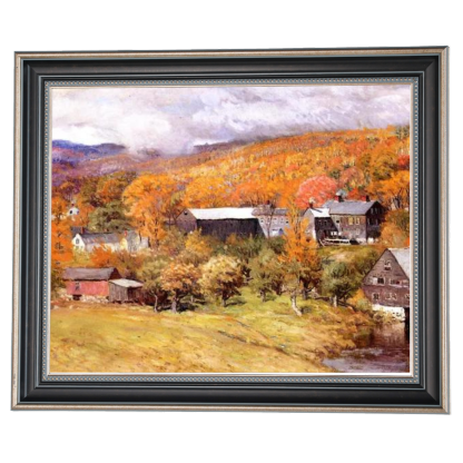 Autumn landscape oil painting of Ogunquit, Maine, framed