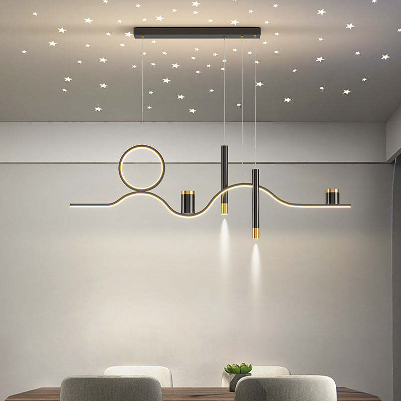 Modern black pendant light, starry sky effect