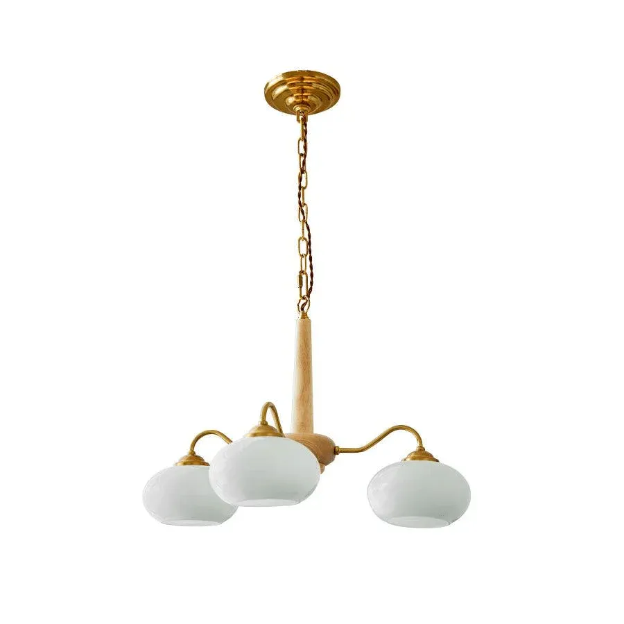 Vintage Wood Glass Chandelier Shades Living Dining Room | Las Sola