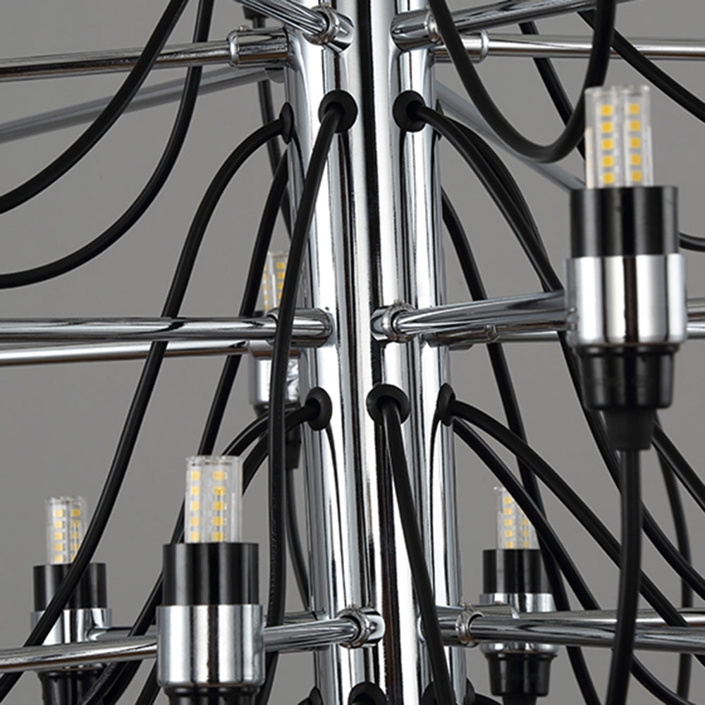 Alessio metal chandelier, LED bulbs detail.