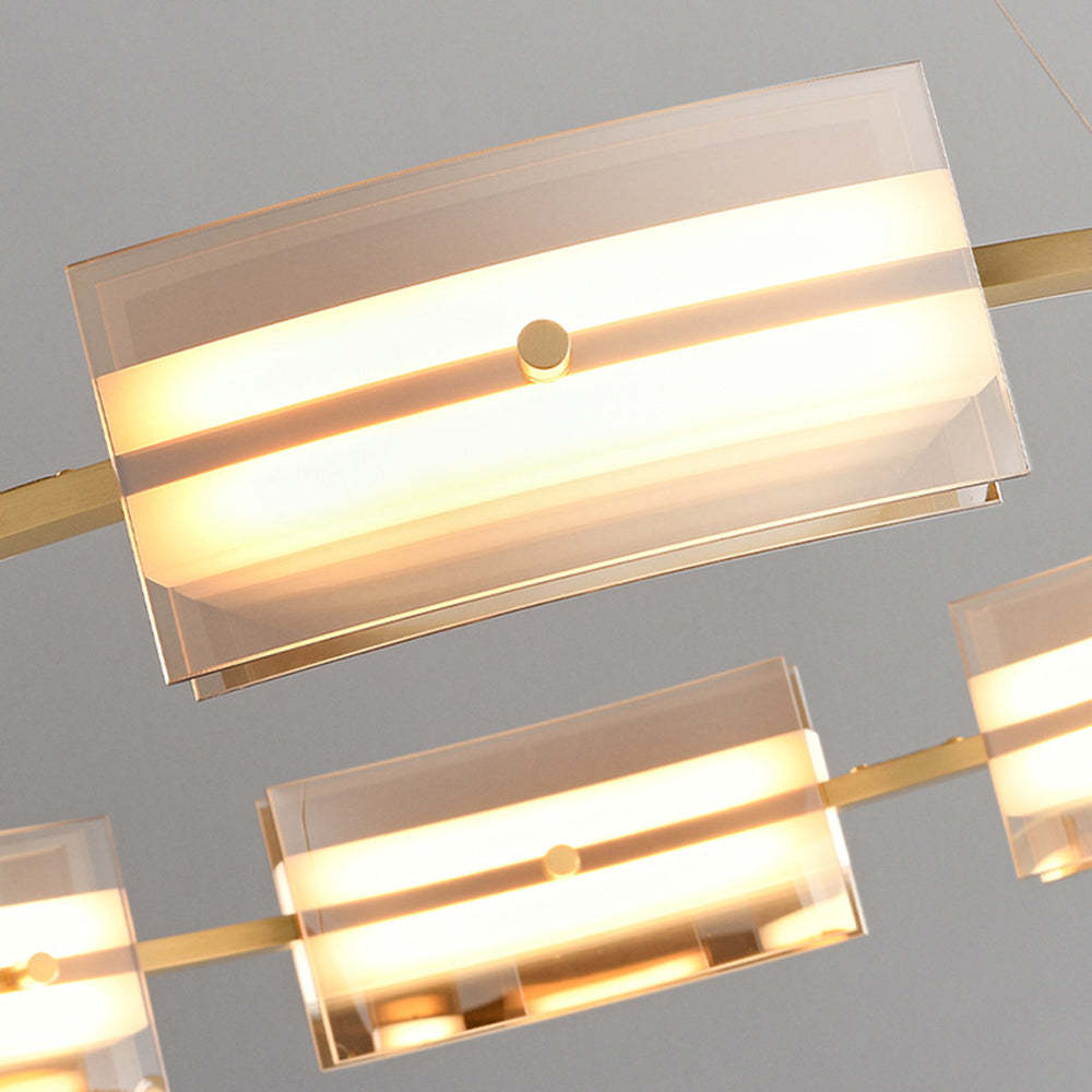 Close-up of Evette pendant light's glass and copper details