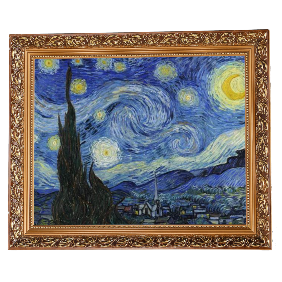 Van Gogh's Starry Night framed art reproduction for dining room