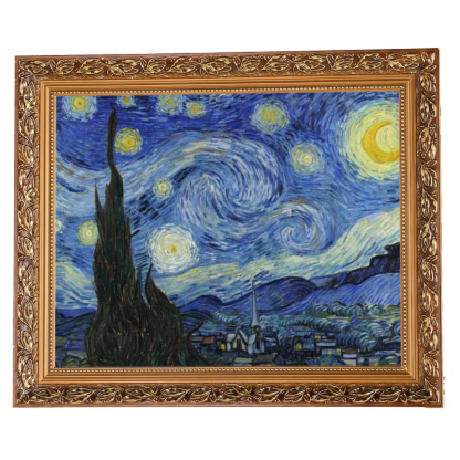 Van Gogh's Starry Night framed art reproduction for dining room