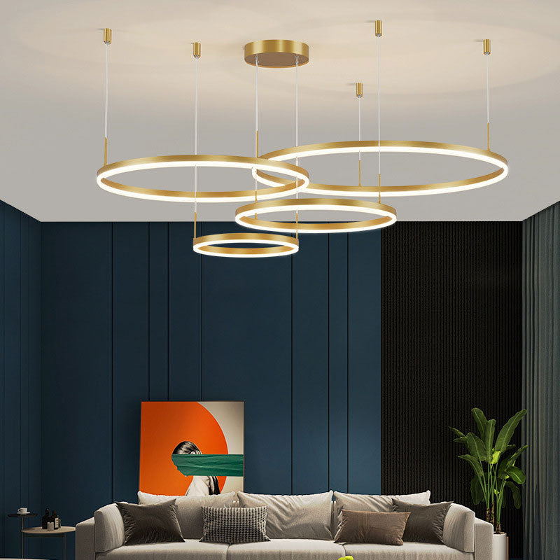 Arisha gold pendant light in living room Arisha Modern Pendant Light Tir-Circle Metal