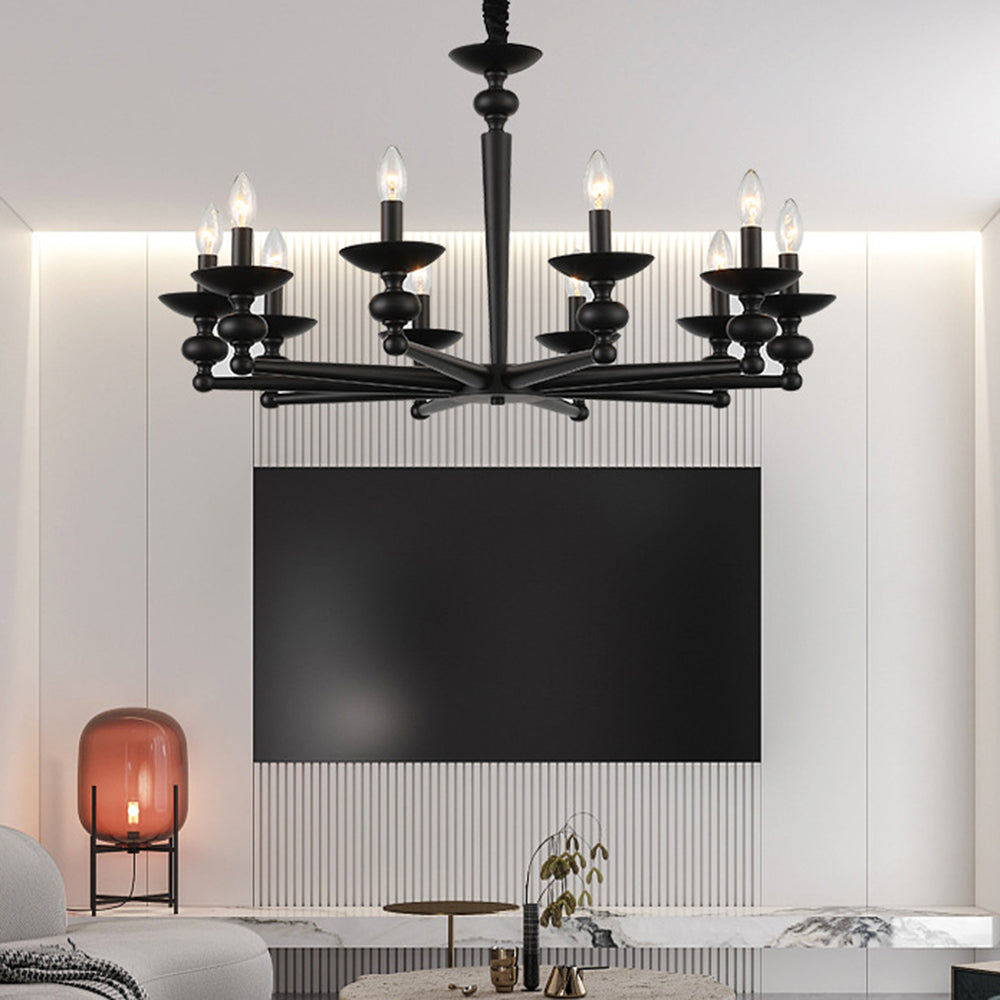 Alessio black candle chandelier in living room