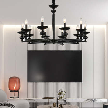 Alessio black candle chandelier in living room