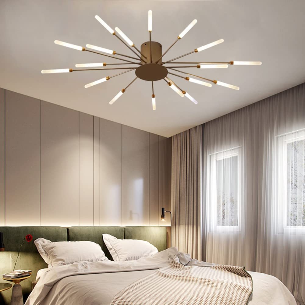 Modern bedroom with Lowry Fireworks ceiling light