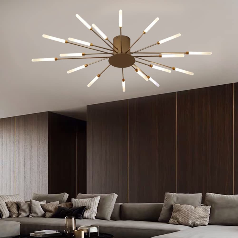 Modern Living Room with Lowry Fireworks Ceiling Light