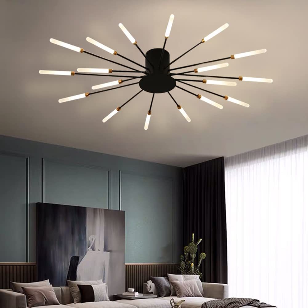 Black Lowry Fireworks Ceiling Light in Modern Living Room