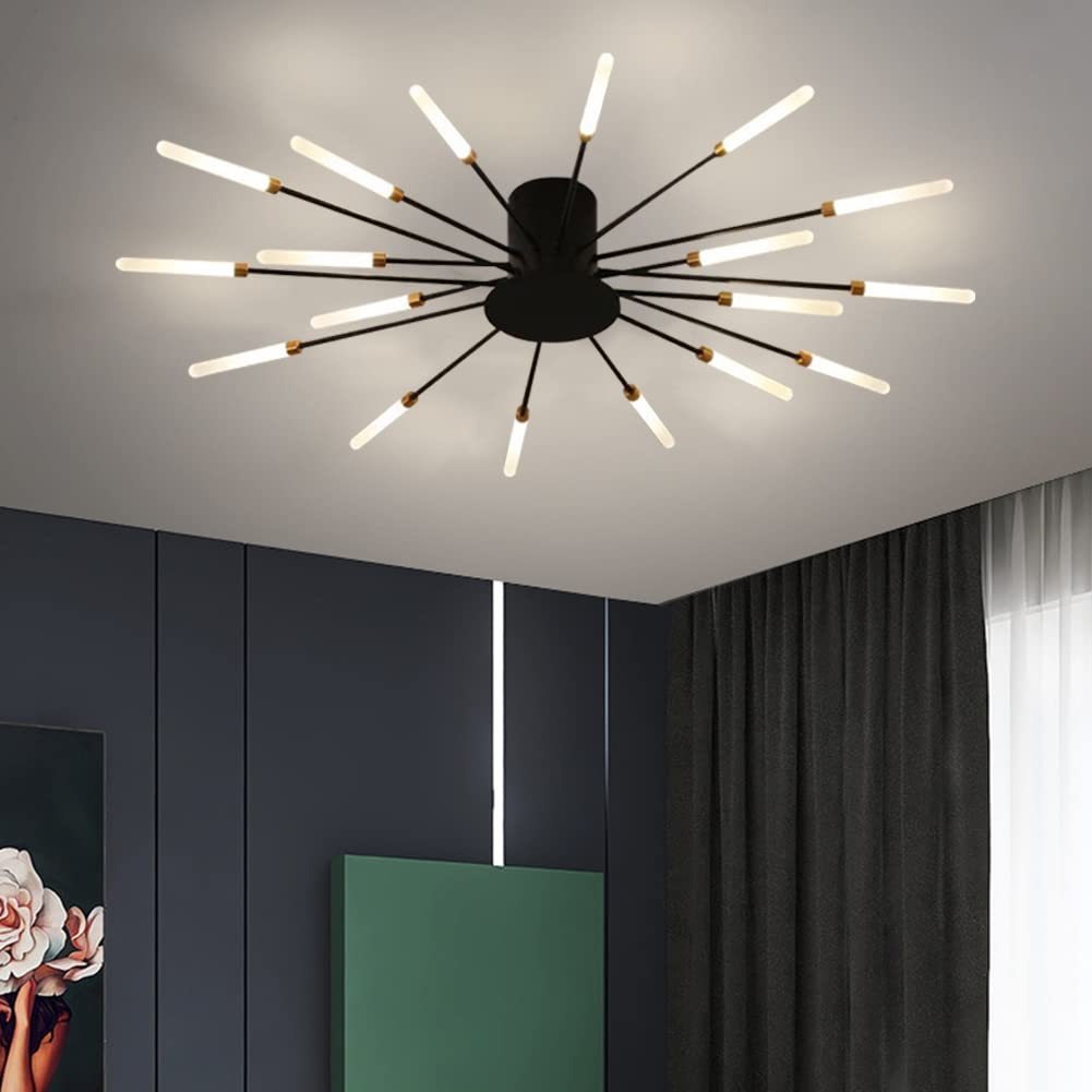 Lowry Fireworks flush-mount ceiling light in a modern living room