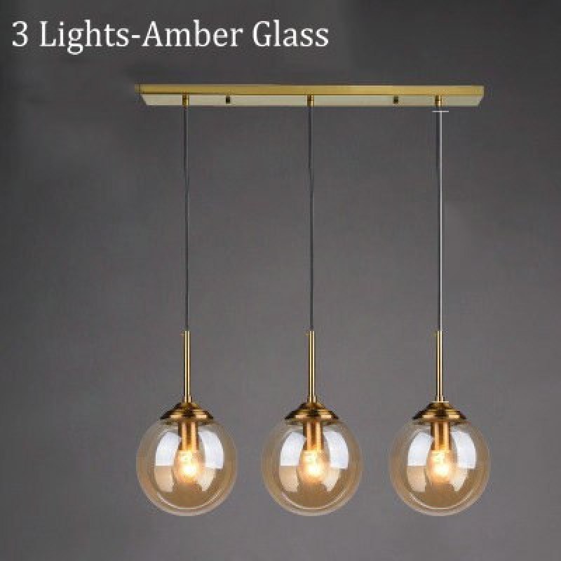 Valentina Amber Glass Pendant Light - 3 lights