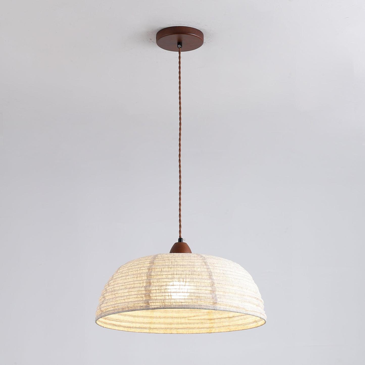 Ritta Retro Lantern Pendant Light, Wooden & Fabric