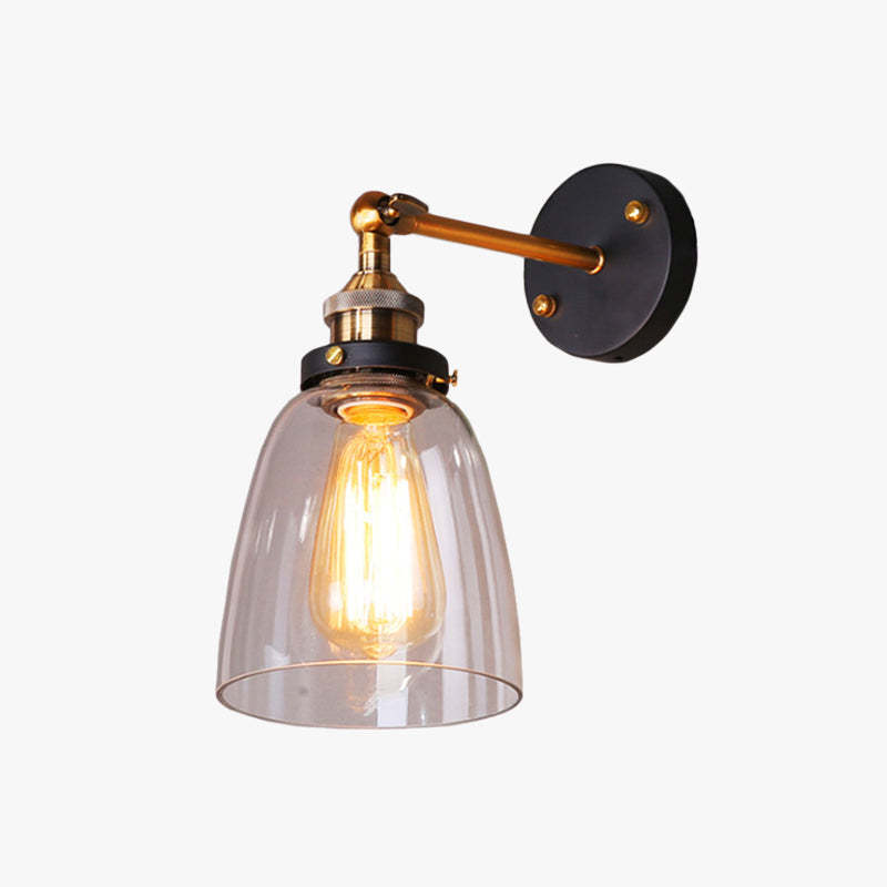 Brady Wall Lamp with clear glass shade and vintage bulb