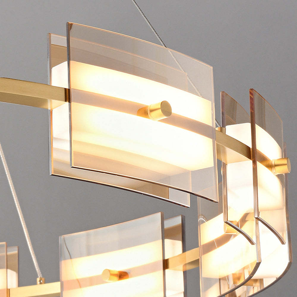 Close-up Evette pendant light with glass and copper details