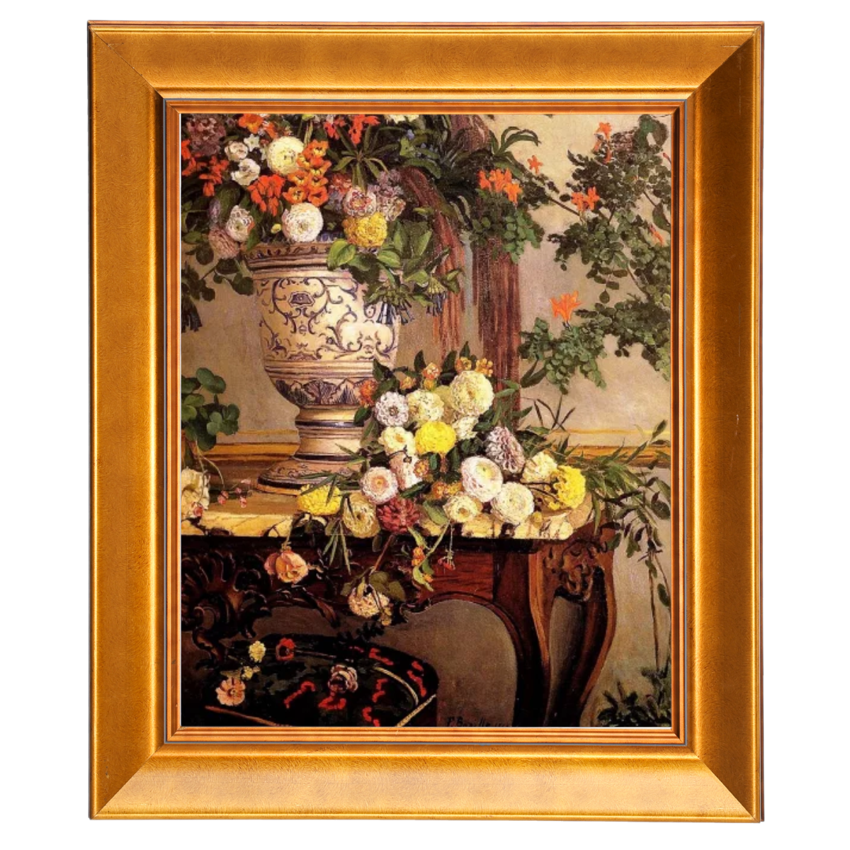Flowers by Bazille - Framed Floral Oil Painting Reproduction