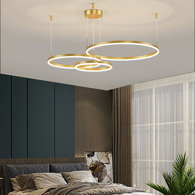 Arisha Gold LED Pendant Light. Modern circular lighting for bedroom. Arisha Modern Pendant Light Tir-Circle Metal