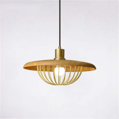 Gold Cairns pendant light - wood & metal