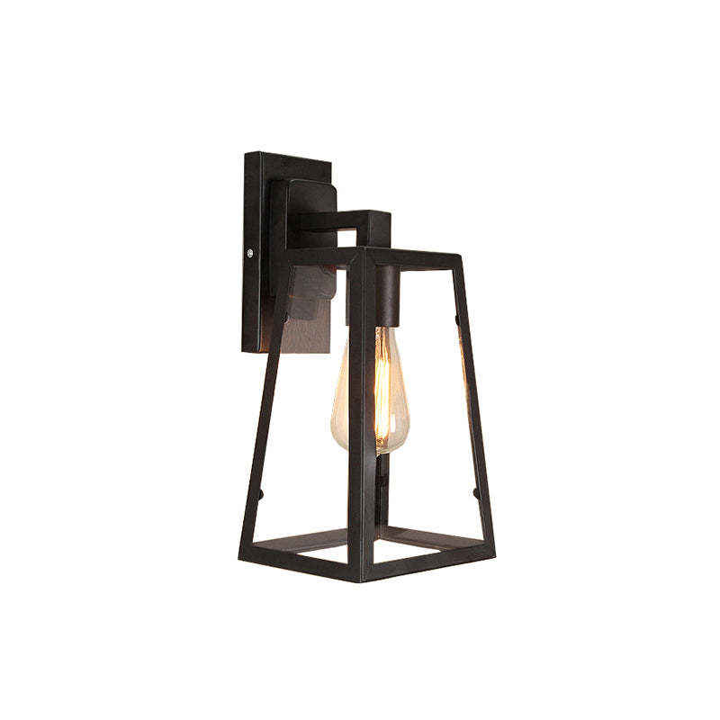Alessio Retro Wall Lamp: Black Metal & Glass Industrial Light