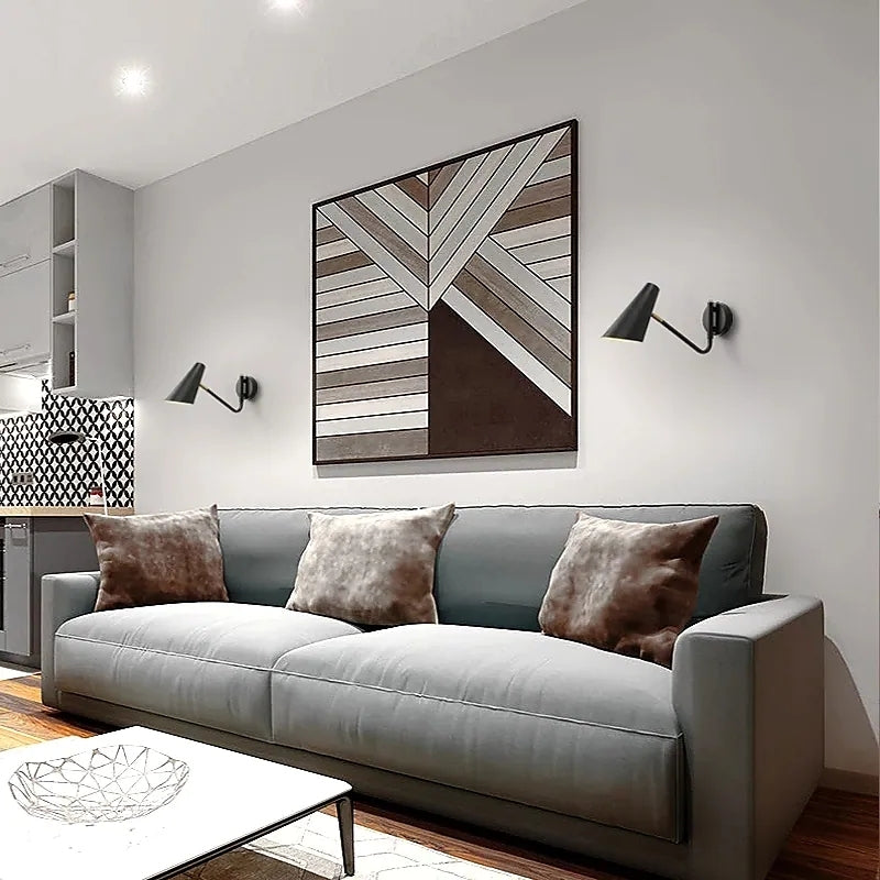 Living room with Brady LED wall lamps. Modern lighting solution.