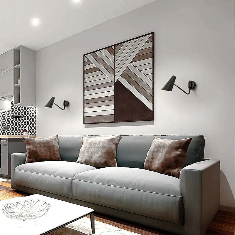 Living room with Brady LED wall lamps. Modern lighting solution.