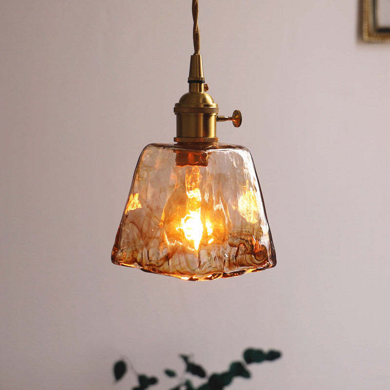Levy vintage style pendant light with caramel glass
