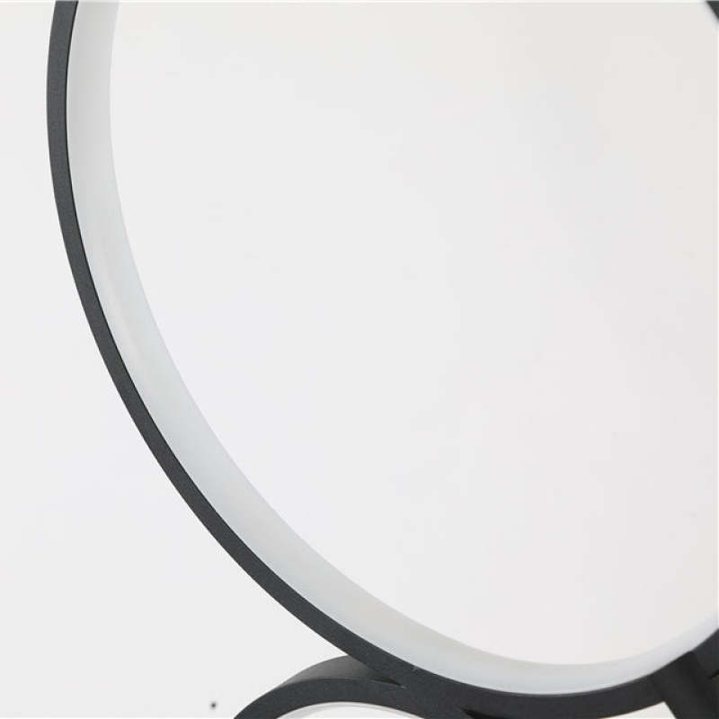 Close-up: Arisha black multi-ring floor lamp's silicon light