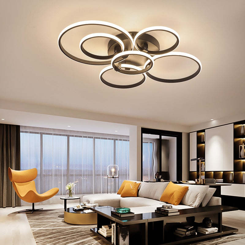 Lacey LED Ceiling Light Circle Ring in a Modern Living Room