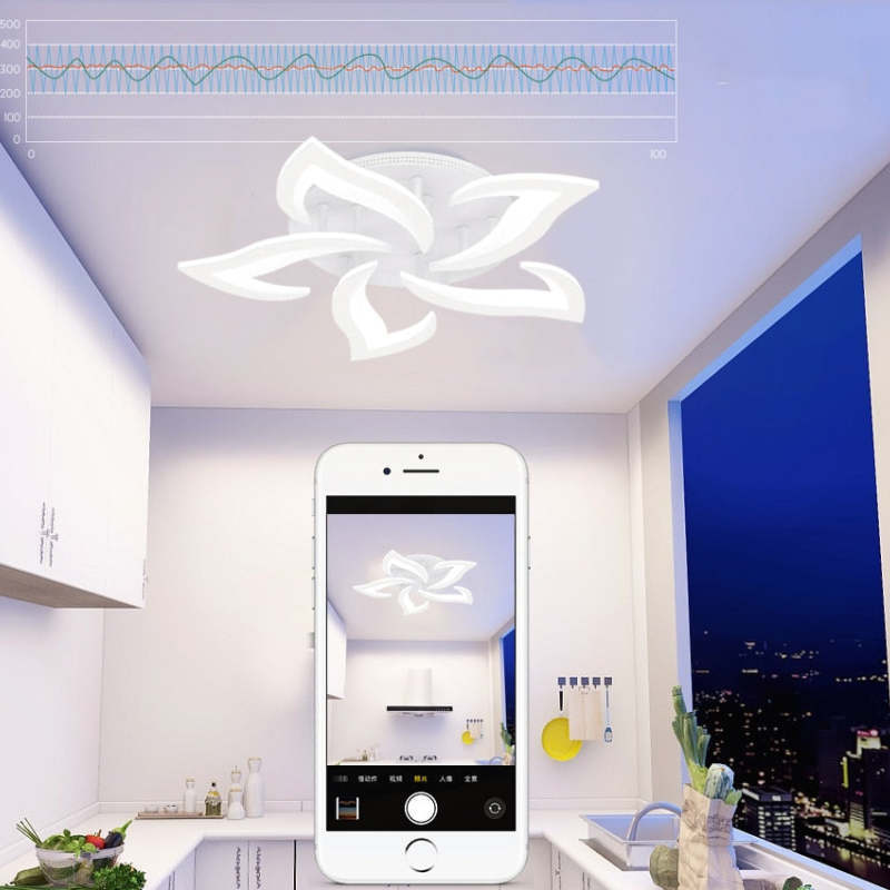 Hana Flower Ceiling Light in modern kitchen, controlled by phone