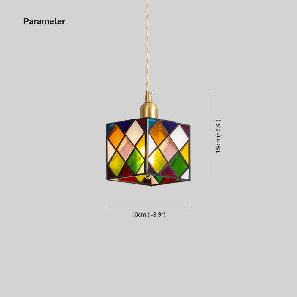 Hailie Retro Pendant Light with dimensions, glass shade
