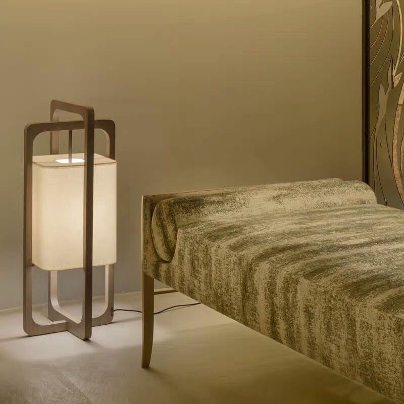 Ozawa floor lamp beside modern bench