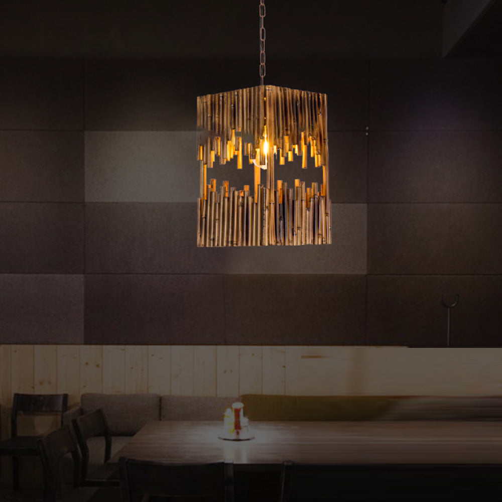 Retro Wood Pendant Light in Restaurant Booth