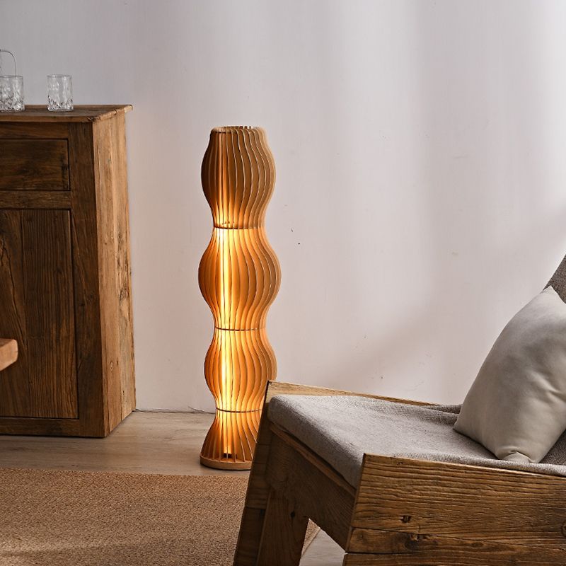 Modern wooden Ozawa floor lamp in living room setting Ozawa Floor Lamp Unique Modern, Wooden Creative