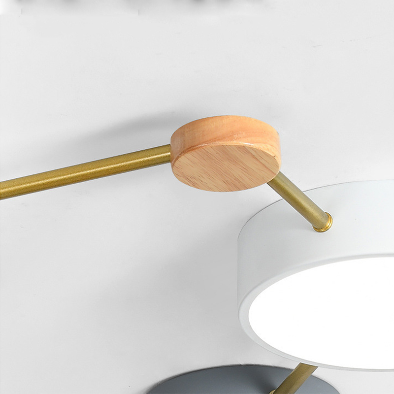 Sienna Modern LED Ceiling Light, close-up of wood and metal details