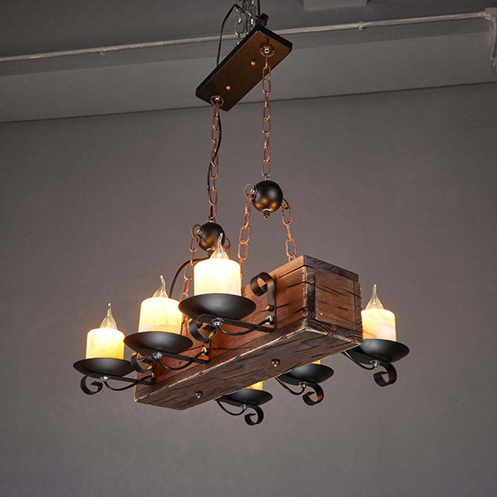Retro Walnut Pendant Light with Metal Accents