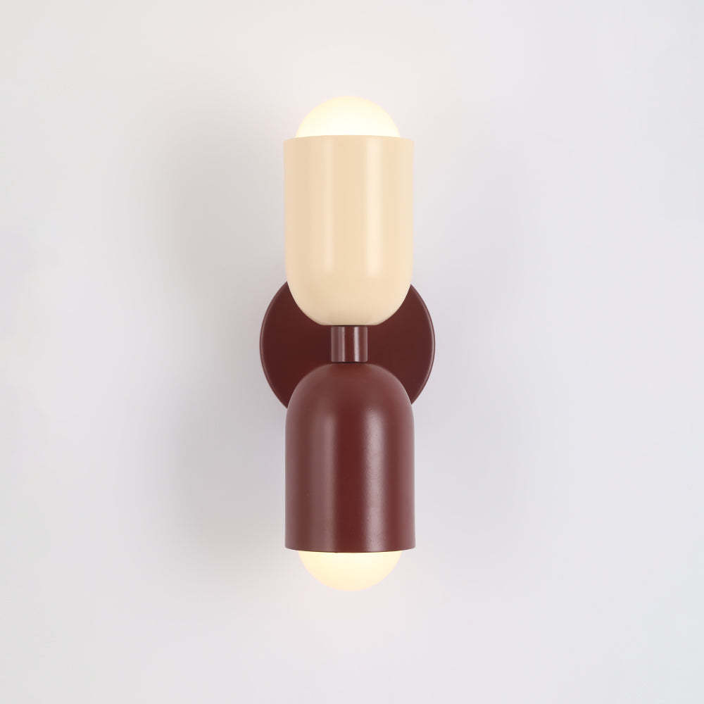 Two-tone Morandi wall sconce: Beige and dark red lighting fixture.