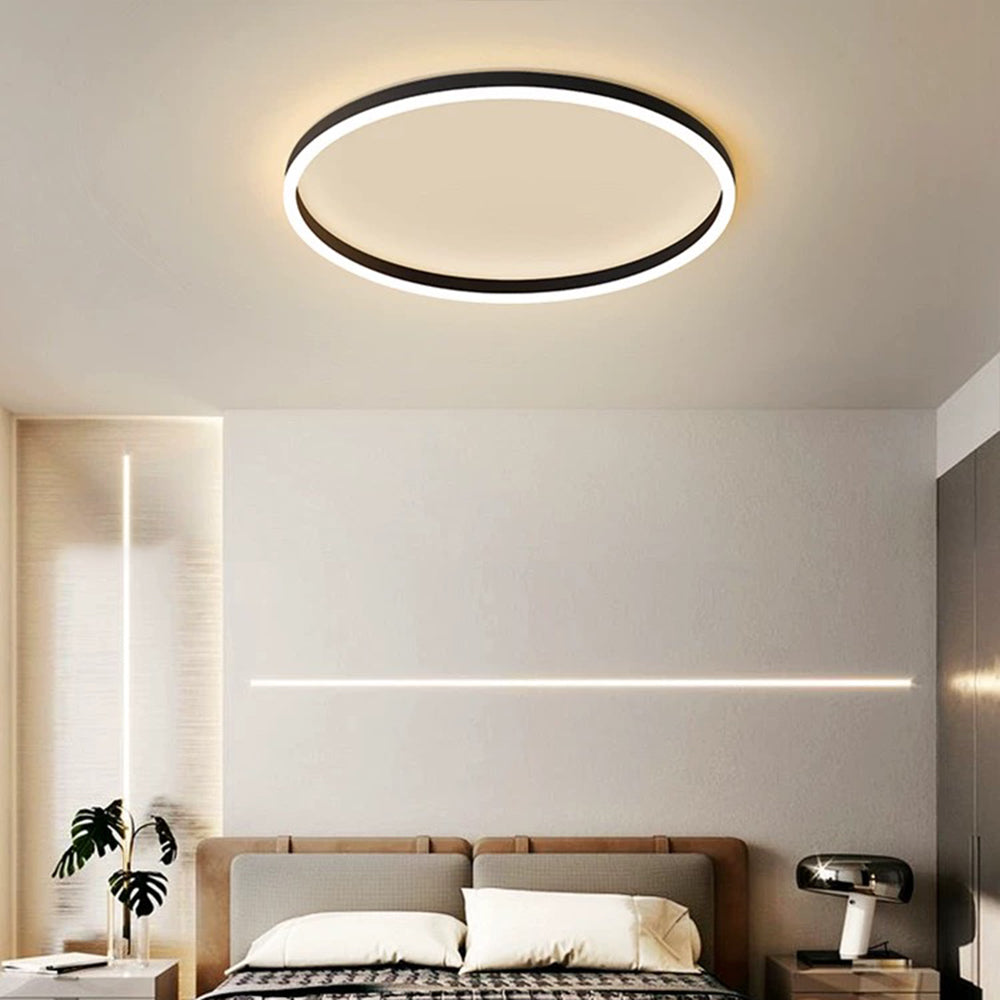 Arisha Black Ring Ceiling Light - Modern Bedroom Lighting