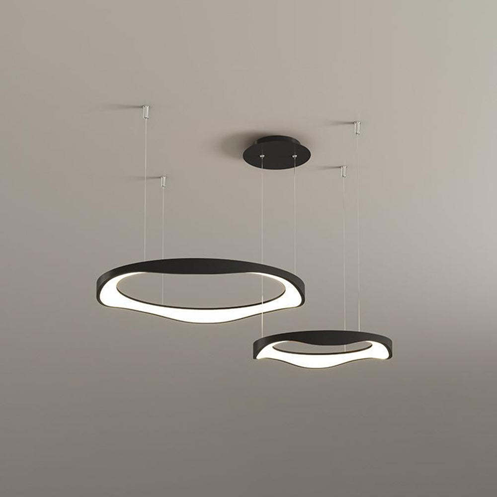Black Arisha Pendant Light. Modern Halo Lighting Design.