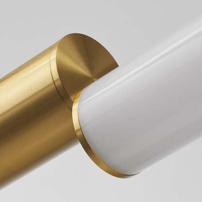 Edge pendant light detail, gold and PVC, minimalist lighting
