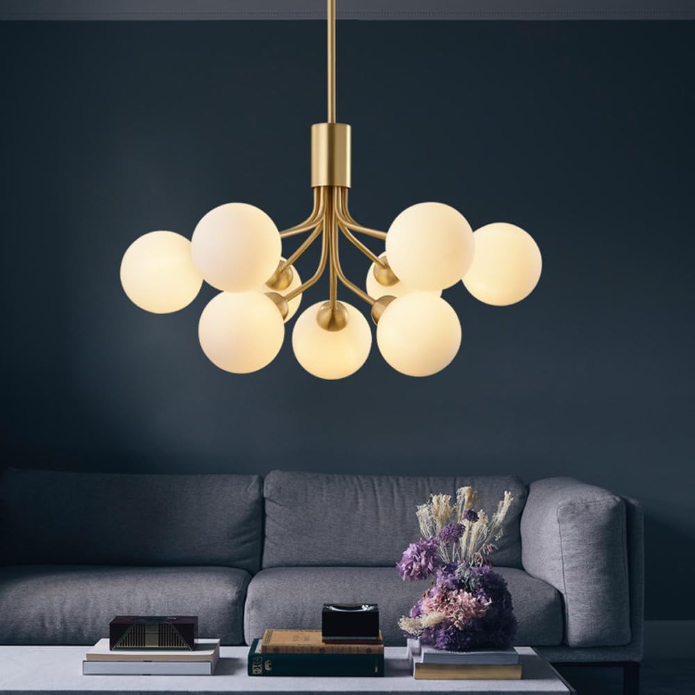 Valentina chandelier over a modern living room setting