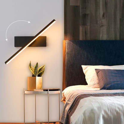 Black rotatable LED wall lamp, bedroom lighting