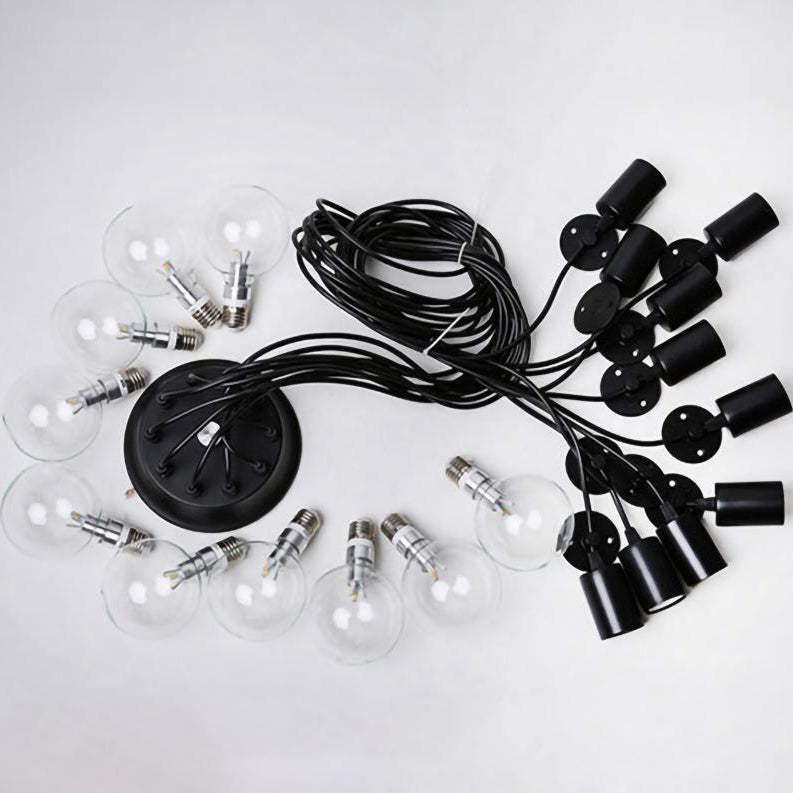 Parts of Alessio Spider Chandelier, LED bulbs and metal fixture